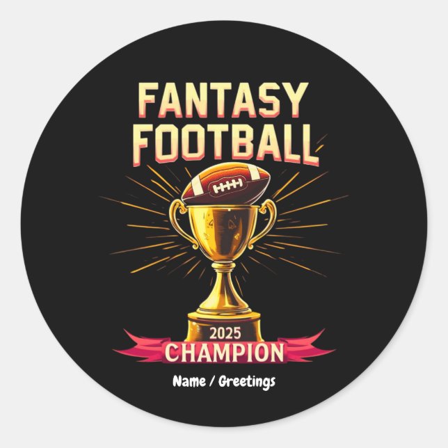 Adesivo Design de Futebol Fantasy Cômico 2025 Campeão de F (Frente)