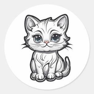 Adesivo Design de Gato Branco Adorável para Gatos