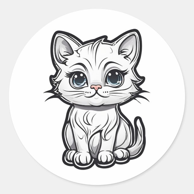 Adesivo Design de Gato Branco Adorável para Gatos (Frente)