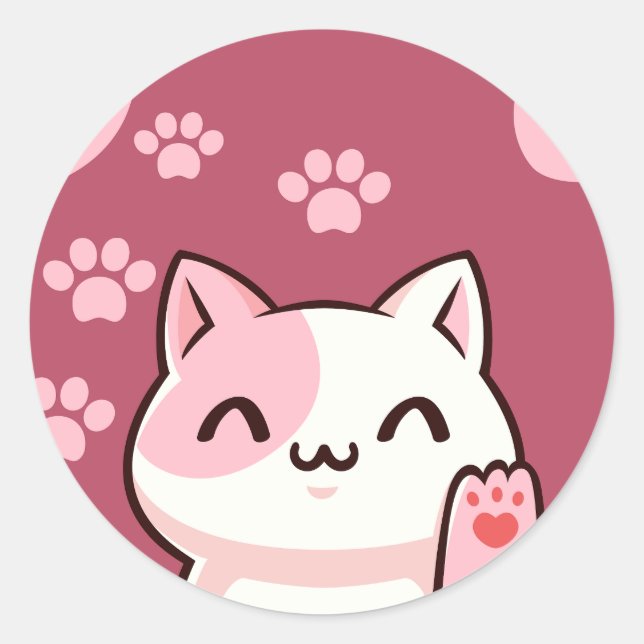 Adesivo Design de Gato Fofo  (Frente)