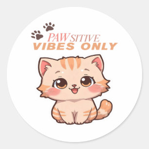 Adesivo Design de Gato Kawaii Bonito