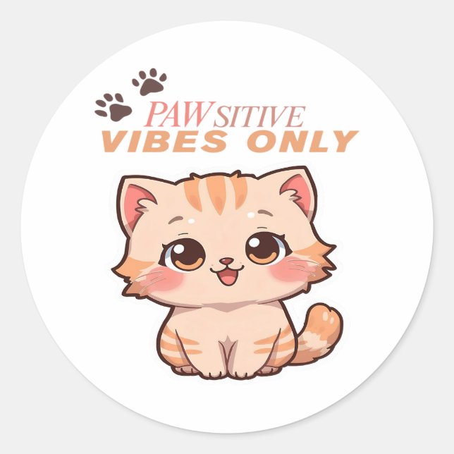 Adesivo Design de Gato Kawaii Bonito (Frente)