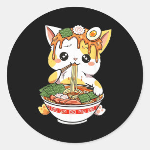 Adesivo Design de Gato Ramen Estilo Kawaii Engraçado Anime