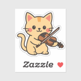 Adesivo Design de Gato Tocando Violino
