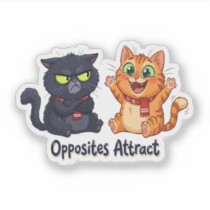 Adesivo Design de Gatos Fofos que Atraem Opostos