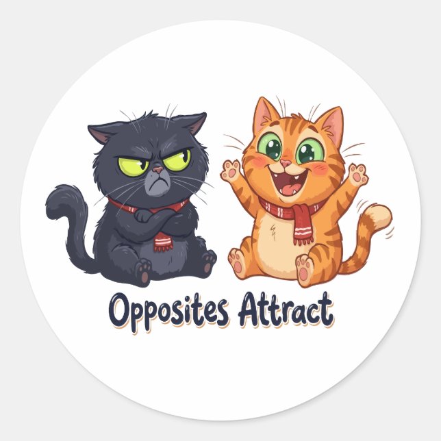 Adesivo Design de Gatos Fofos que Atraem Opostos (Frente)