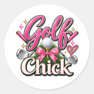 Adesivo Design de Golfe Fofa Galinha Rosa Amante de Golfe