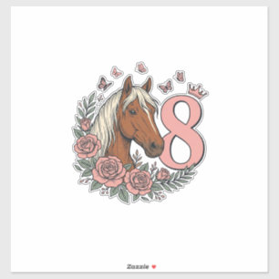 Adesivo Design de Gravura Floral Vintage para 8º Aniversár