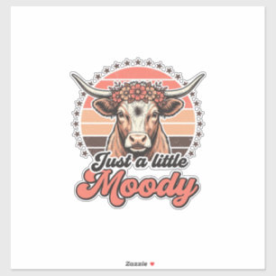 Adesivo Design de Gravura Vintage Pôr do Sol Vaca Mal-humo