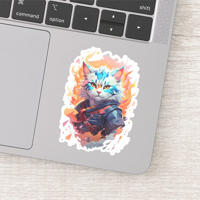 Adesivo Design de Guerreiro Ninja Gato Fofo (Detalhe)