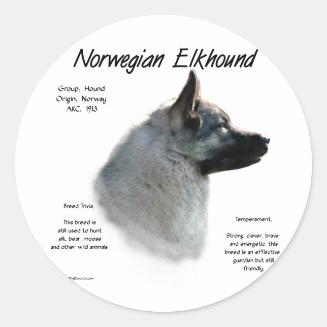 Adesivo Design de História de Elkhound Norueguês (Frente)