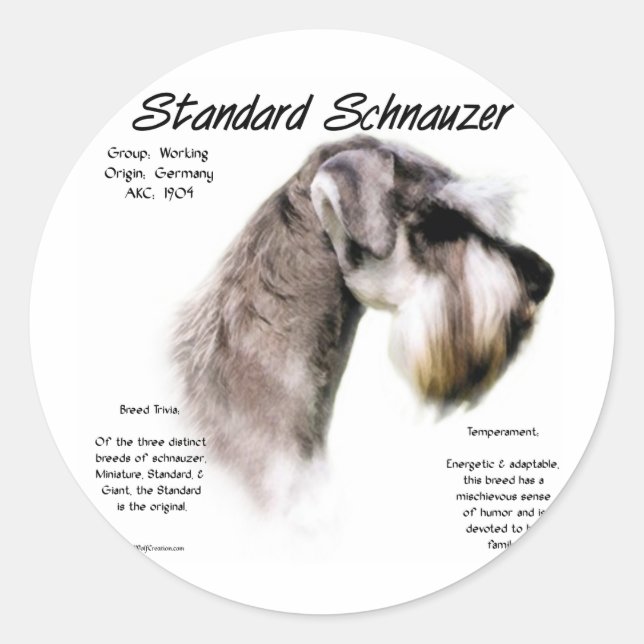 Adesivo Design de Histórico de Schnauzer Padrão (Frente)
