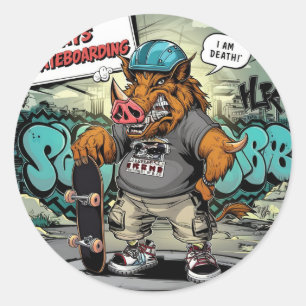 Adesivo Design de ilustração do skate artístico selvagem