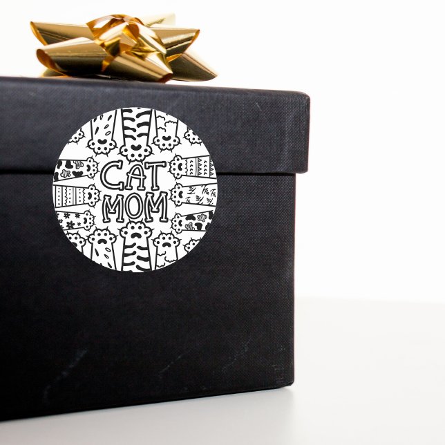 Adesivo Design de Impressão de Paw Mãe de Gato Preto e Bra (Criador carregado)