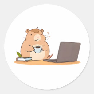 Adesivo Design de Laptop Café do Programador Capivara Fofa