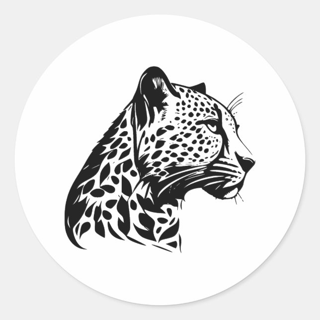 Adesivo Design de Leopardo Minimalista BW (Frente)