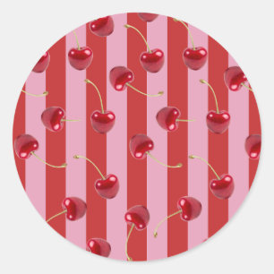 Adesivo Design de listras vermelhas e rosas com cerejas