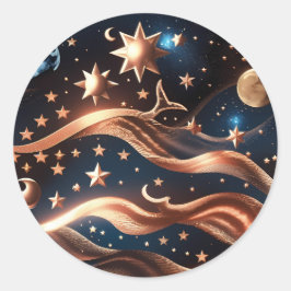 Adesivo - Design de Lua Celestial em Bronze Luxuos