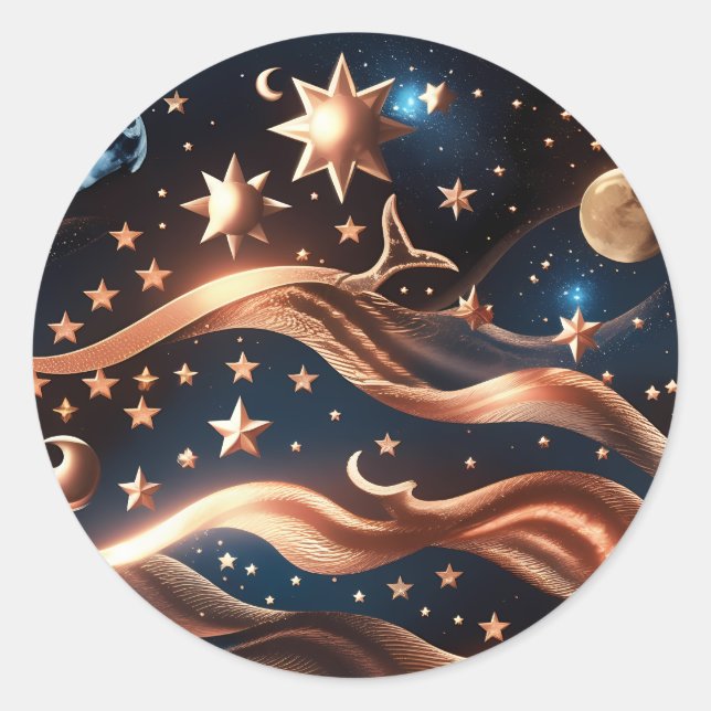 Adesivo - Design de Lua Celestial em Bronze Luxuos (Frente)