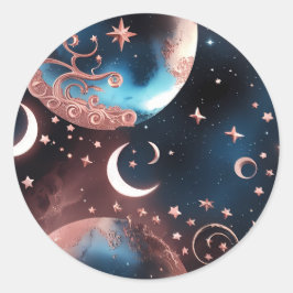 Adesivo - Design de Lua Celestial em Rosa Dourado