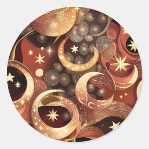 Adesivo - Design de Lua Celestial em Terracota de 