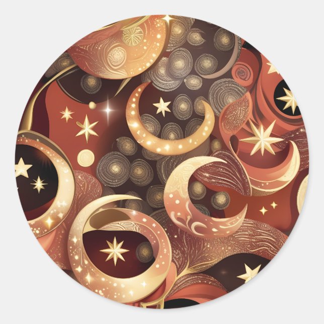 Adesivo - Design de Lua Celestial em Terracota de  (Frente)