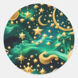 Adesivo - Design de Lua Celestial Esmeralda Luxuos