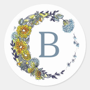 Adesivo Design de Lua do Círculo de Dandelion Floral Mono
