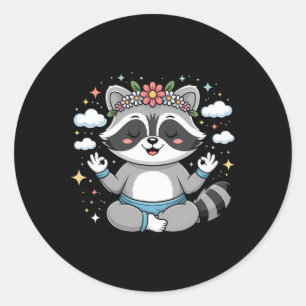 Adesivo Design de Mandala de Guaxinim de Yoga Fofo na Pose