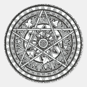 Adesivo design de mandala de marfim branco e preto