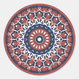 Adesivo Design de Mandala em vinheta de cores vermelha e a