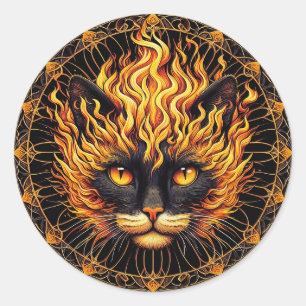 Adesivo Design de Mandala para o Gato de Fogo Místico