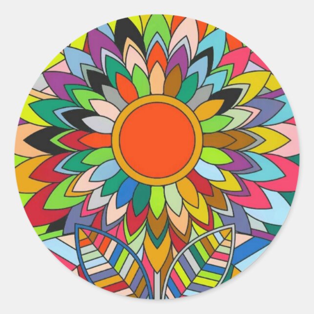 Adesivo design de mandioca de flor colorida (Frente)