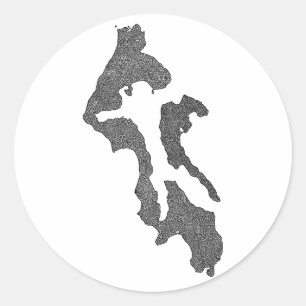 Adesivo Design de Mapa do Condado da Ilha Whidbey