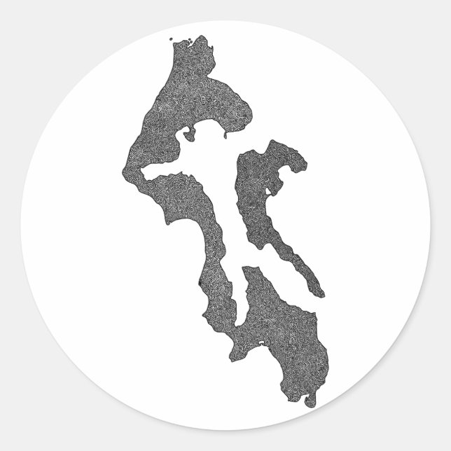 Adesivo Design de Mapa do Condado da Ilha Whidbey (Frente)