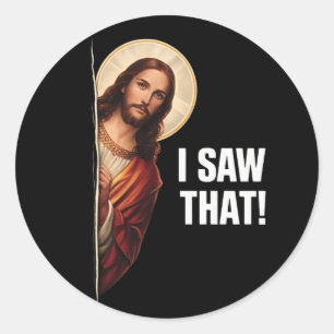 Adesivo Design de meme cristão engraçado de Jesus "Eu Vi I