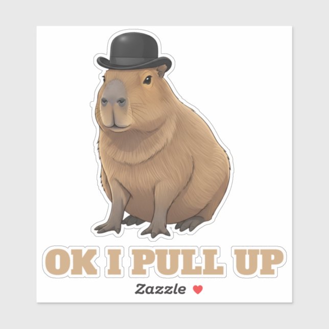 Adesivo Design de meme de capivara engraçado e moderno (Folha)