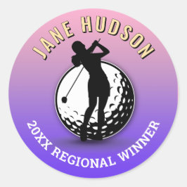 Adesivo Design de Monograma de Golfer de Mulheres Elegante