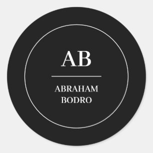 Adesivo Design de Monograma Minimalista Preto e Branco Mod