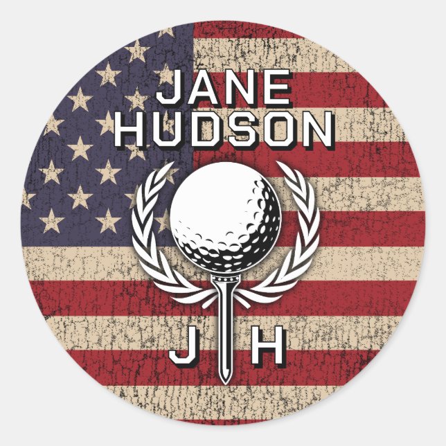 Adesivo Design de Monograma Personalizado da Bandeira Amer (Frente)