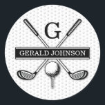 Adesivo Design de Monograma Personalizado de Golf<br><div class="desc">Design de Monograma Elegante de Golf Personalizado Minimalista por Edward Eksi. Fácil modificação de INICIAIS e TEXTOS para suas necessidades.</div>