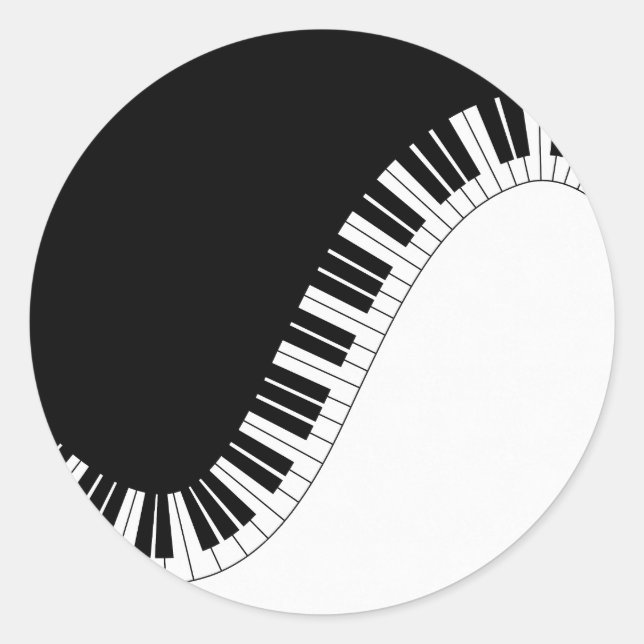 Adesivo Design de Música Branca e Preto do Teclado Piano (Frente)