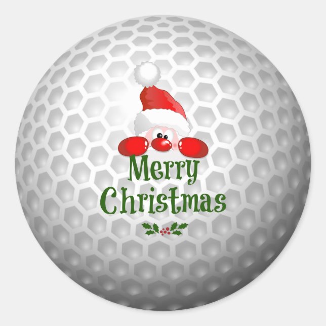 Adesivo Design de Natal de Golf Ball, Feliz Natal (Frente)