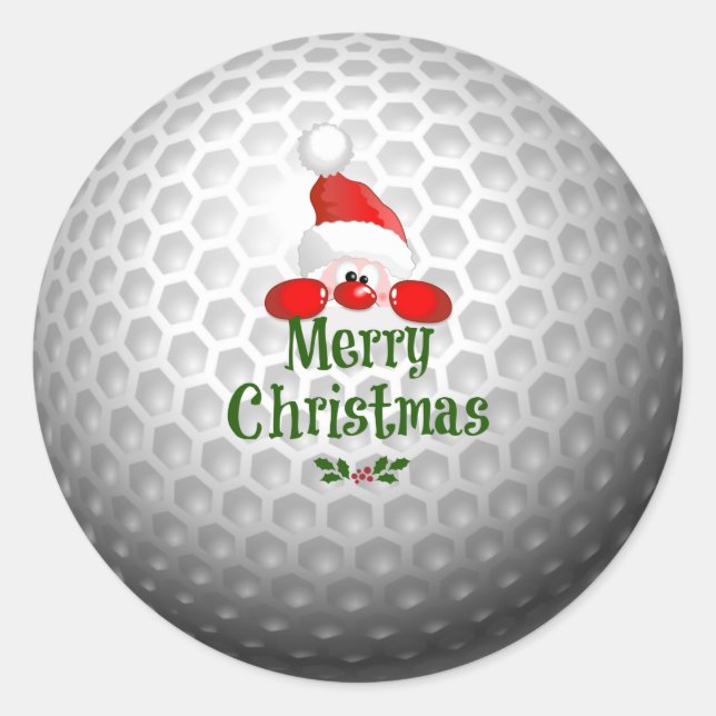 Adesivo Design de Natal de Golf Ball, Feliz Natal (Frente)