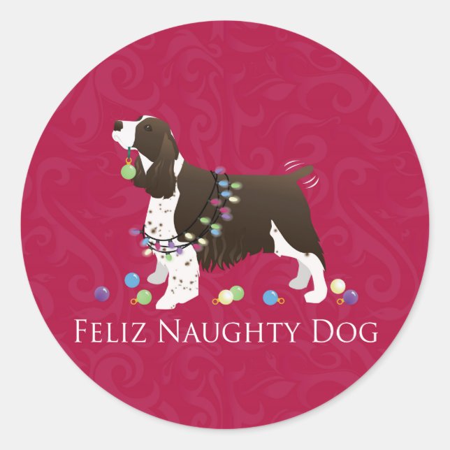 Adesivo Design de Natal do Springer Spaniel Inglês (Frente)