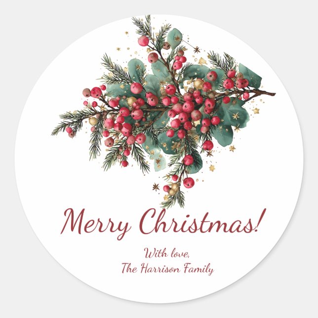 Adesivo Design de Natal Feliz para a Família Personalizada (Frente)