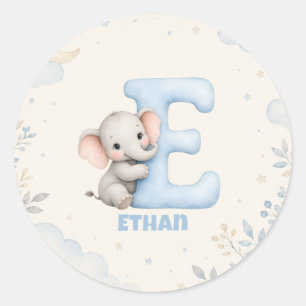 Adesivo Design de Nome de Elefante Bebê Letra E Personaliz