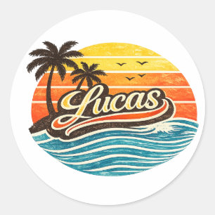 Adesivo Design de Nome Lucas Retro Pôr do Sol