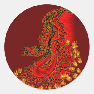 Adesivo Design de ouro e vermelho do Dragão da China