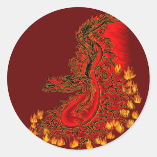 Adesivo Design de ouro e vermelho do Dragão da China